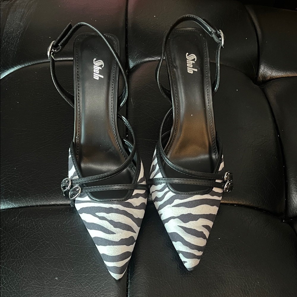 Black and White Zebra Print Women's Heels